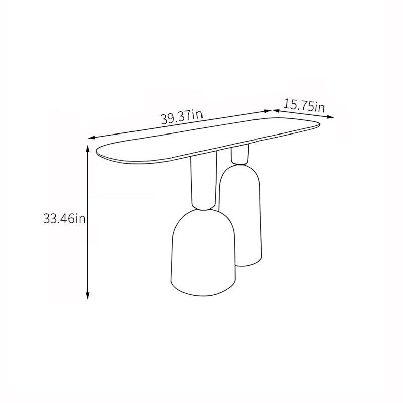 Round-bottomed multi-functional console table, 33.46" H x 39.37" W x 15.75" D
