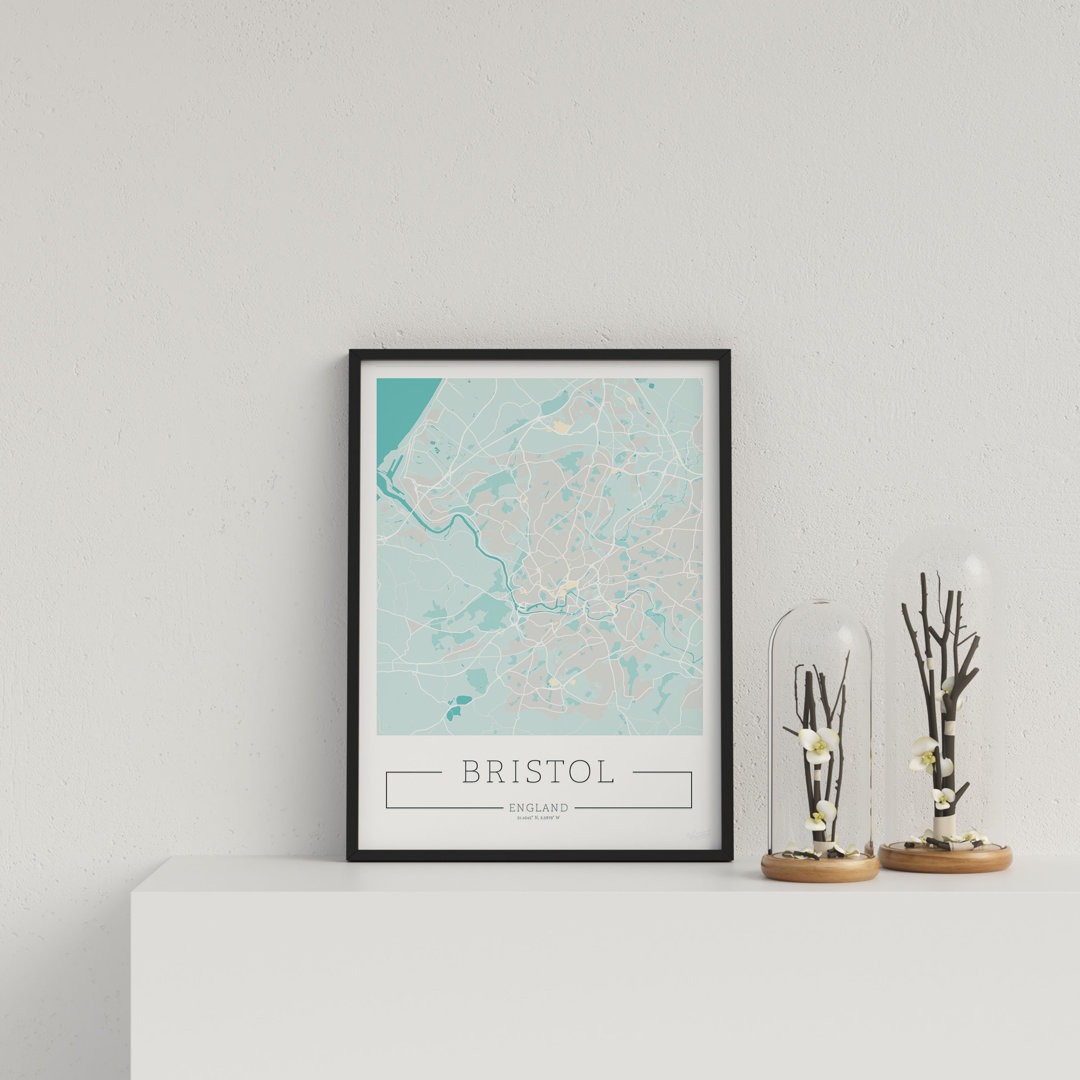 City Location Ordnance Map Blue Bristol by Vouvart - Single Picture Frame Print