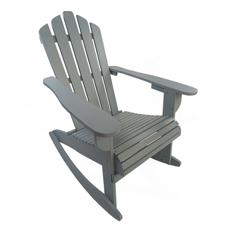Reclining Wooden Outdoor Rocking Adirondack Chair,, Gray