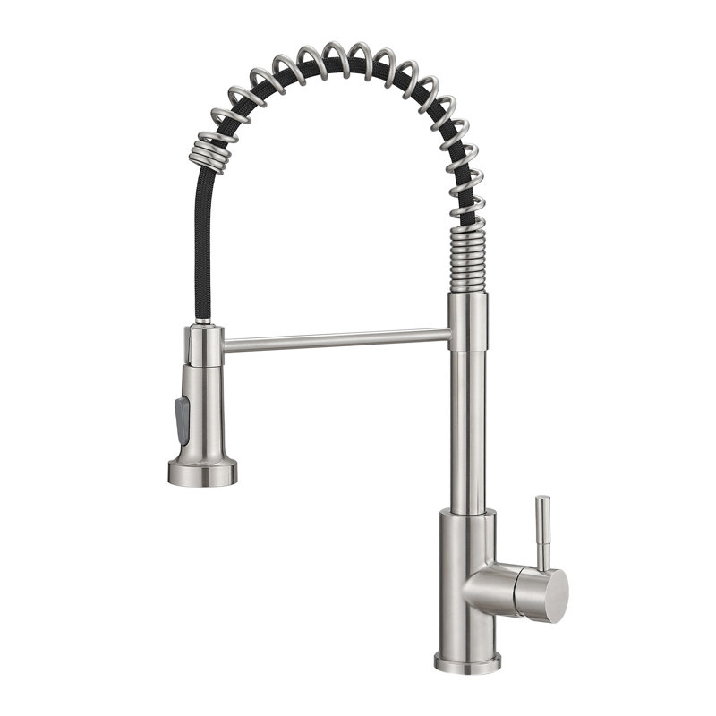 Brushed Nickel Kitchen Faucet with Pull-Down Sprayer, Stainless Steel Single Handle