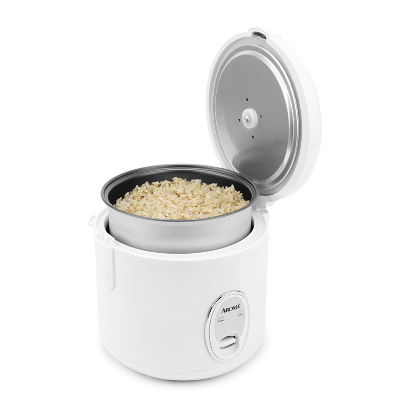 Aroma 8-Cup White Cool Touch Rice Cooker with Steamer