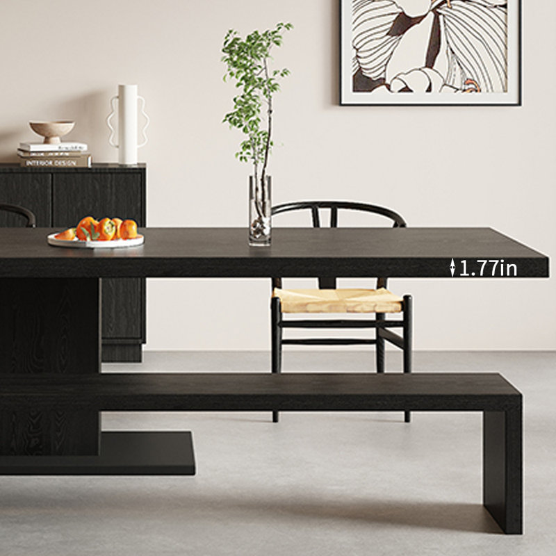 Ash Solid Wood Top Dining Table, 35.43" W x 86.61" L
