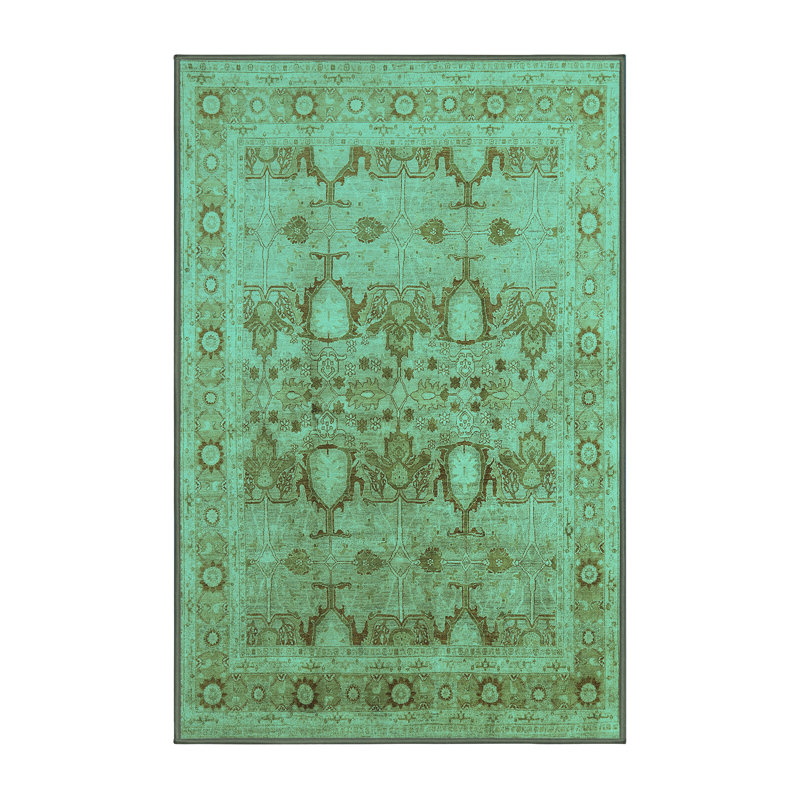 Tapis oriental en laine / polyester tissé à la machine en bleu, Rectangle 2 pi x 3 pi