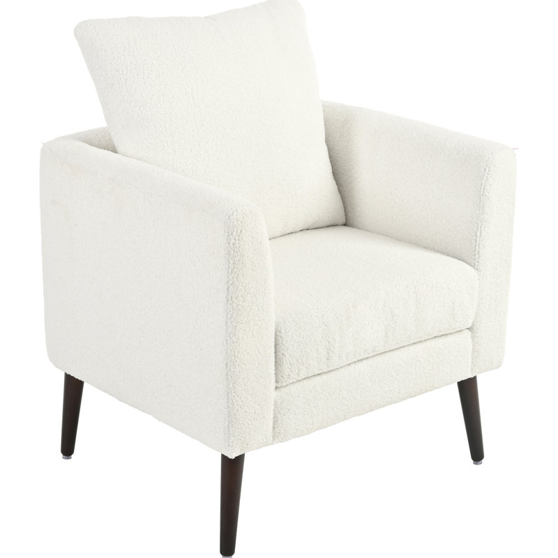 Chaise d'appoint moderne avec support à la taille - blanc pour une meilleure posture en tissu chenille de salon, de chambre à coucher et de bureau