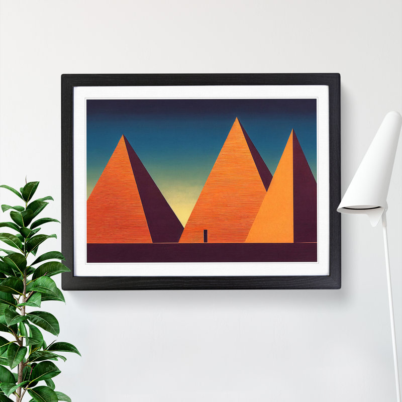 Attractive Pyramids - Framed Print, 25cm H x 34cm W x 2cm D, Black