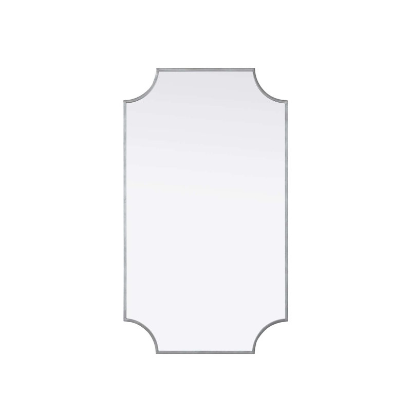 Notched Metal Mirror 24x42 inch in Silver, Silver, 42" x 24"