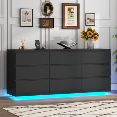 Floating 9 Drawer 63" W Triple Dresser