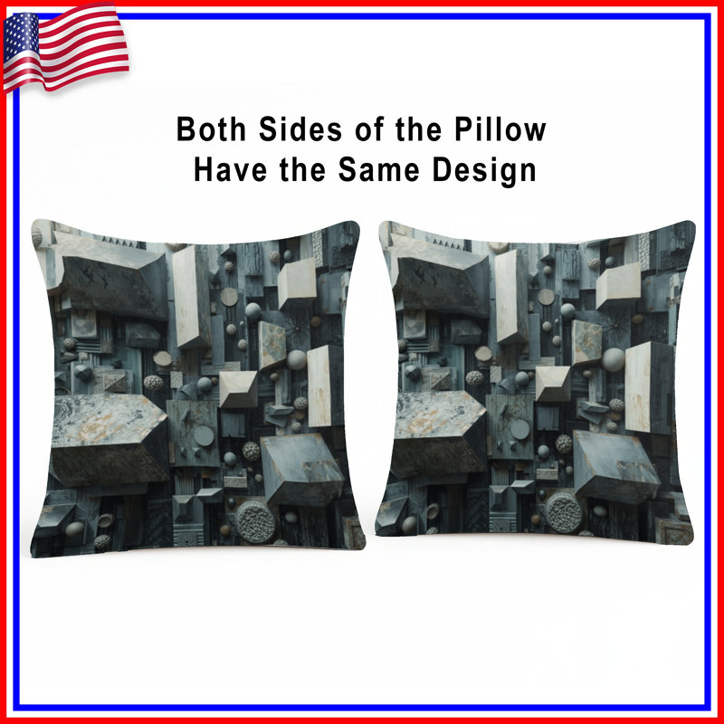 Geometric 3D Blocks Double Sided Throw Pillows, 16 x 16 inches