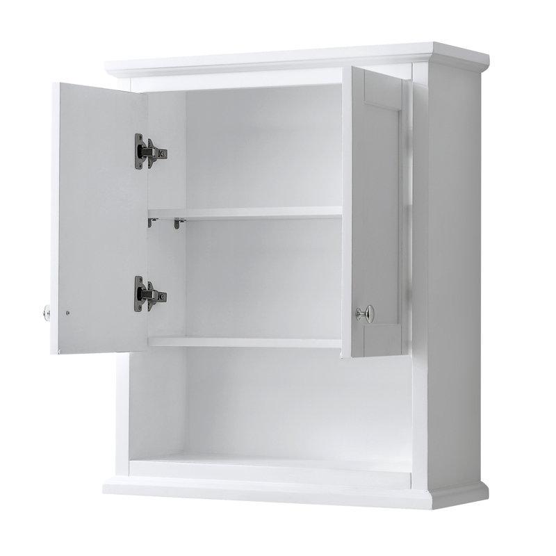 Avery Solid Wood Wall Over The Toilet Storage, White/Polished Chrome