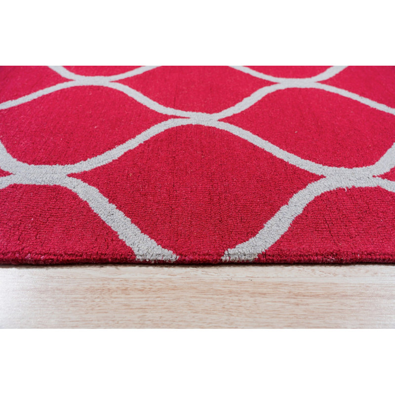Hand Tufted Wool Area Rug in Pink