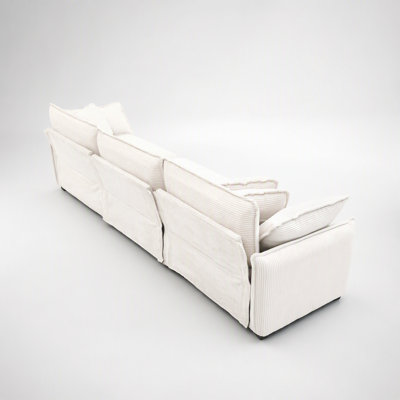 Canapé modulaire surdimensionné 3 pièces confortable, un canapé simple, deux places et trois places en velours côtelé beige à assise profonde