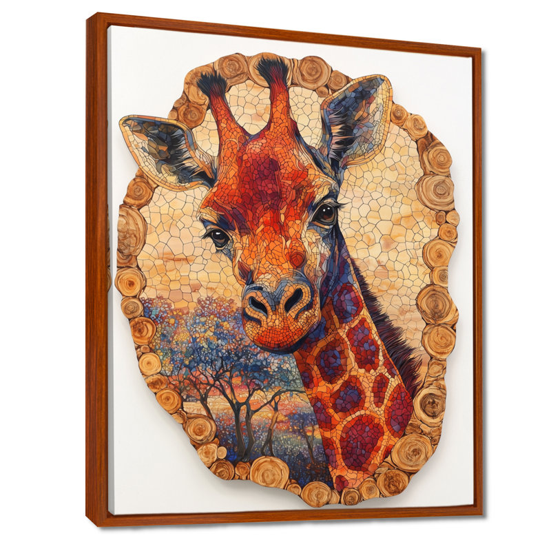 HuneyCutt, portrait silencieux d'une girafe dans un paysage africain IV - Girafe, art mural, H 20 po x l 12 po, Brun