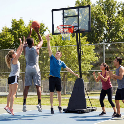 44 Inch Portable Outdoor Basketball Hoop System, Adjustable 5.6–10FT, Steel Frame, Water/Sand Fillable Base with Rolling Wheels for Backyard & Driveway