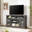Meuble télé classique pour téléviseur de 65 po ou moins avec espace de rangement ouvert et fermé, noyer foncé / noir Classic-678125729-678125758