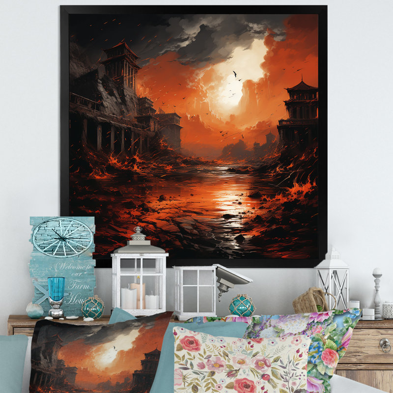Grèce «Carthages Fall Landscape I», art mural Classics, Cadre simple noir, H 30 po x l 30 po x P 1,5 po