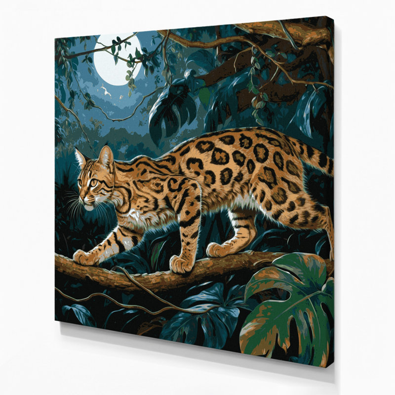 «Big Cats», art mural gris sur toile Margay, H 32 po x l 32 po