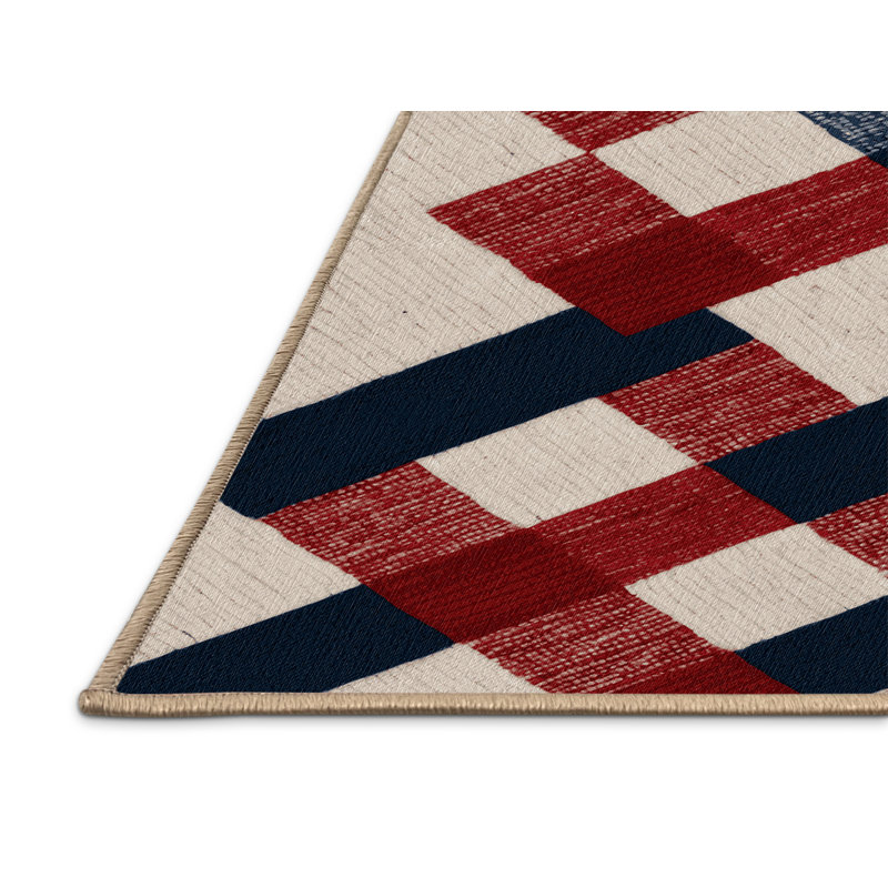Machine Washable Checkered Brown Area Rug, Rectangle 5' x 8'