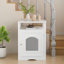 Meuble de litière pour chat, maison de chat d'intérieur en bois avec armoire fermée, meuble de litière caché avec tablette de rangement, table d'appoint moderne pour salon ou chambre à coucher - blanc