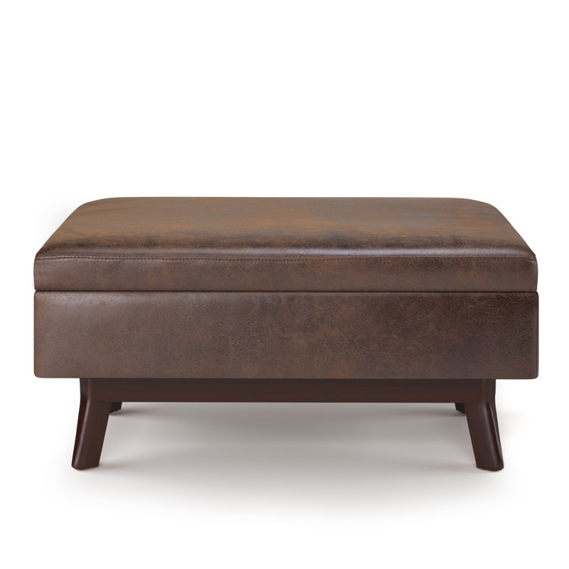 Owen 36"W Upholstered Mid-Century Modern Rectangular Lift-Top Ottoman with Tufted Detail