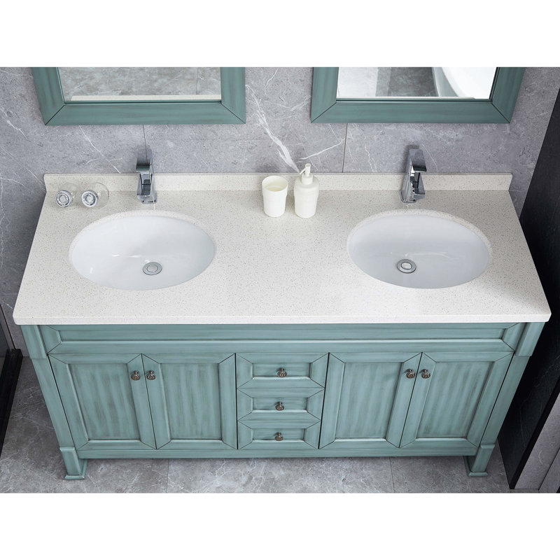 Lavabo pour salle de bain Heat - Céramique ovale encastré, blanc, teint, rayé, rouille avec trop-plein
