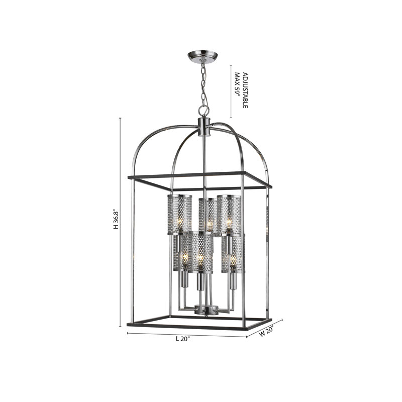 Modern 6-Light Chrome Chandelier With Metal Shades