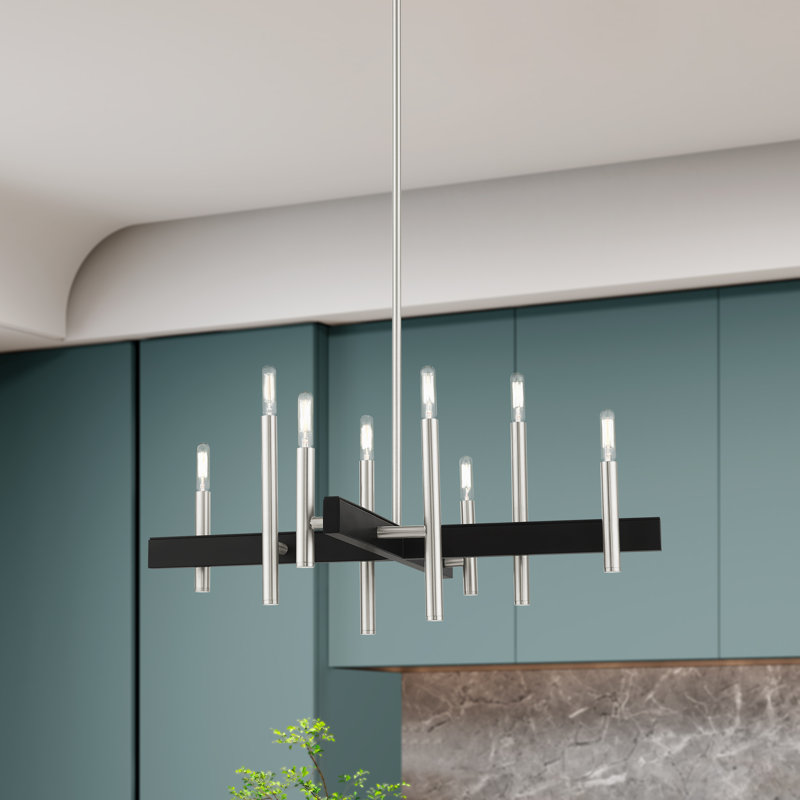 Oiti 8 - Light Steel Dimmable Chandelier, Brushed Nickel