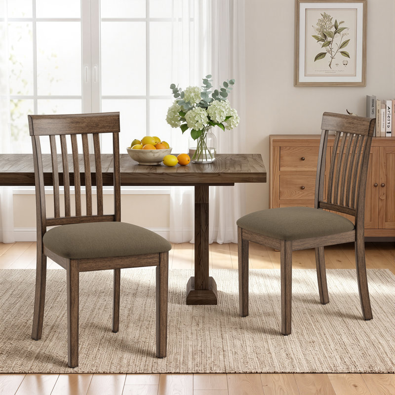 Chaises d'appoint rembourrées en bois avec dossier à lattes verticales, Café