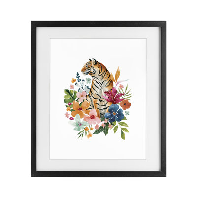 «Tropical Jungle Tiger», reproduction sous verre encadrée, par Bethany Sandoval