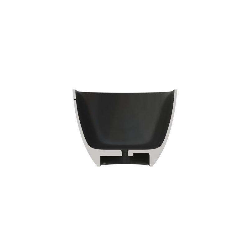 Solid Surface Soaking Bathtub - Deep Soak Freestanding Tub, Matte Black