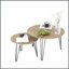 Ensemble de 2 tables basses gigognes rondes de 70 cm (27,56 po), plateau circulaire en bois pour une décoration de salon polyvalente et élégante