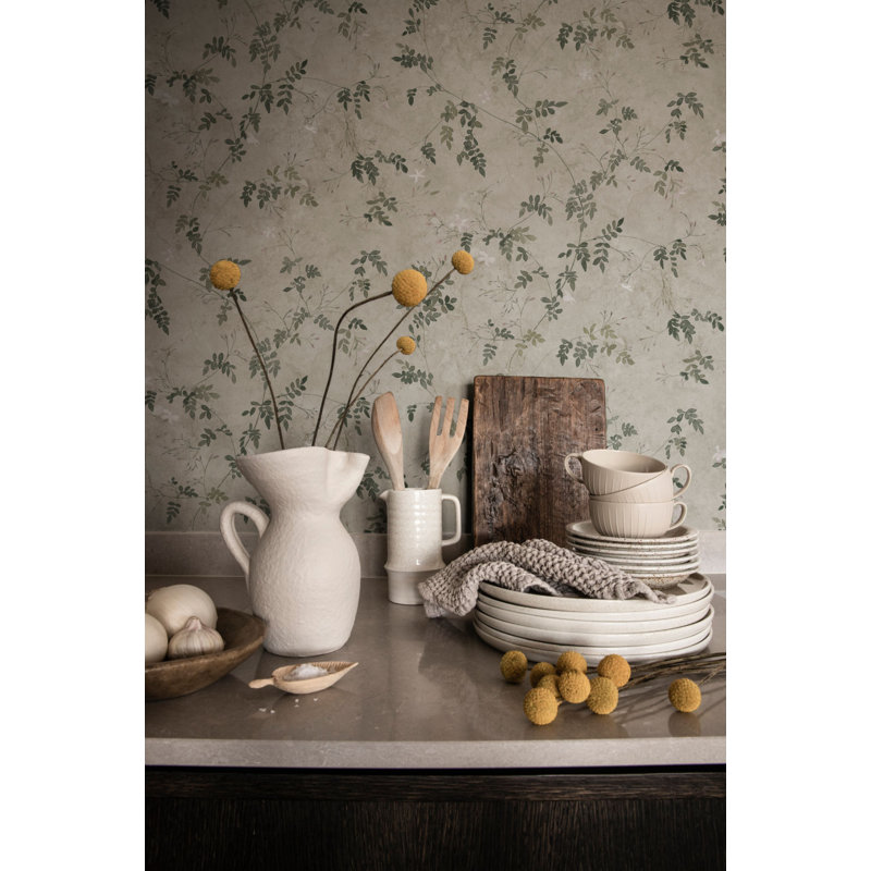Jordnara Floral Matte Wallpaper Roll, Olive Green