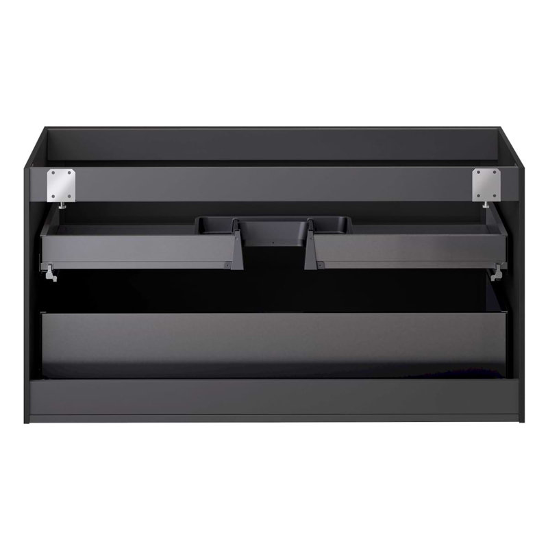 Astor 42" Single Vanity With Integrated White Solid Surfacetop, Black, 30"