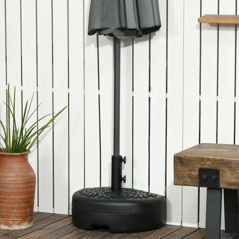 Demi base de parasol noire pour la cour arrière - Remplissez avec de l'eau de 40 lb ou du sable de 46 lb, convient aux poteaux d'eau résistante / compatible avec les poteaux de 1,5 po et 2 po de 46 po
