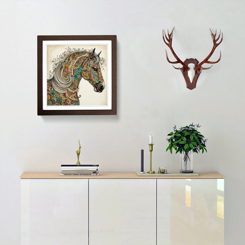 Horse Paisley No.2 - Framed Print, Walnut