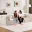 Canapé d'angle convertible 3 places Mahjong, blanc, polaire circulaire, sans assemblage, mousse à mémoire de forme, pour ' Room, sièges blancs, haute densité-1311075072