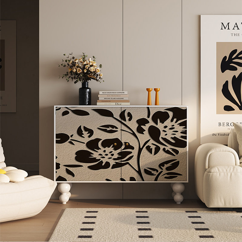 Armoire décorative en noyer massif à deux portes, Blanc