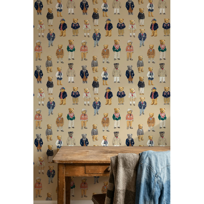 Adhésif mural Teddy Bears rétro amovible éclectique, Non tissé, non collé