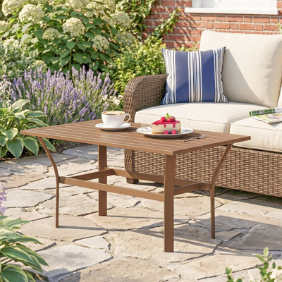 Rectangular Metal Outdoor Dining Table, Outdoor Coffee Table for Garden