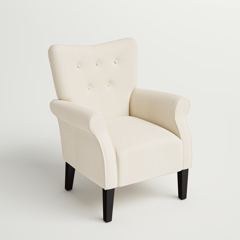 Fauteuil rembourré capitonné de 30,3 po de largeur, Lin crème