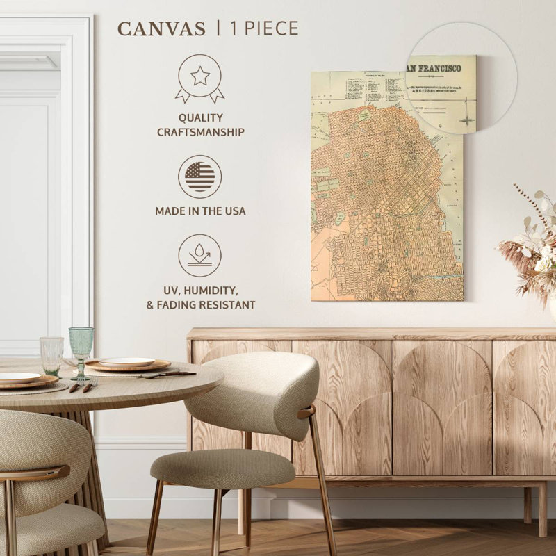 San Francisco Map, 51" H x 34" W