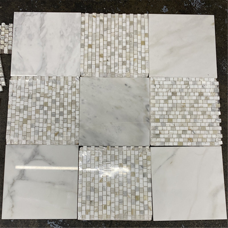 12 in. x 11 in. Marble Tile, White/Beige