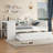 Twin Size Daybed With Trundle, Wood Day Bed Frame With Storage Drawers And Side Shelves, Daybed With Desk, No Spring Box Needed, White-2005970008-2005970011