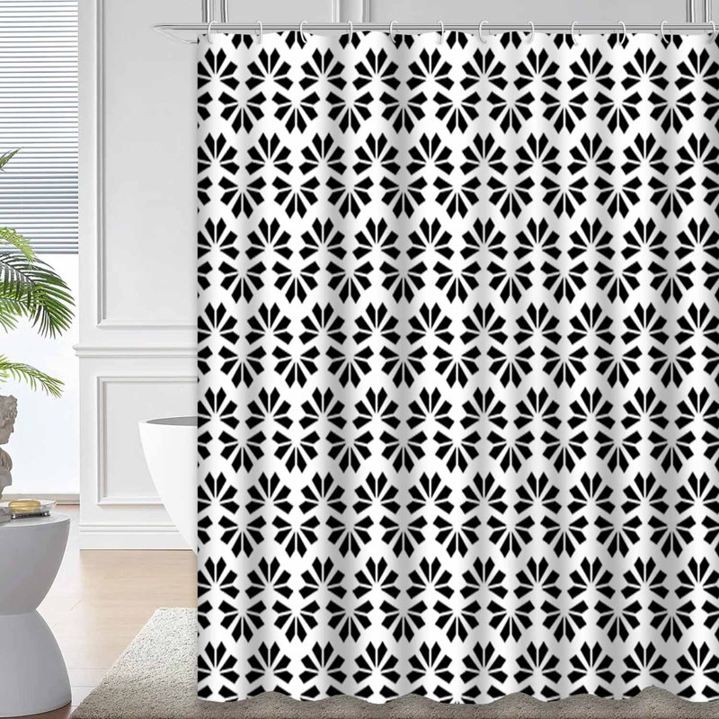 Rideau de douche noir abstrait moderne avec 12 crochets, L 72 po x l 78 po