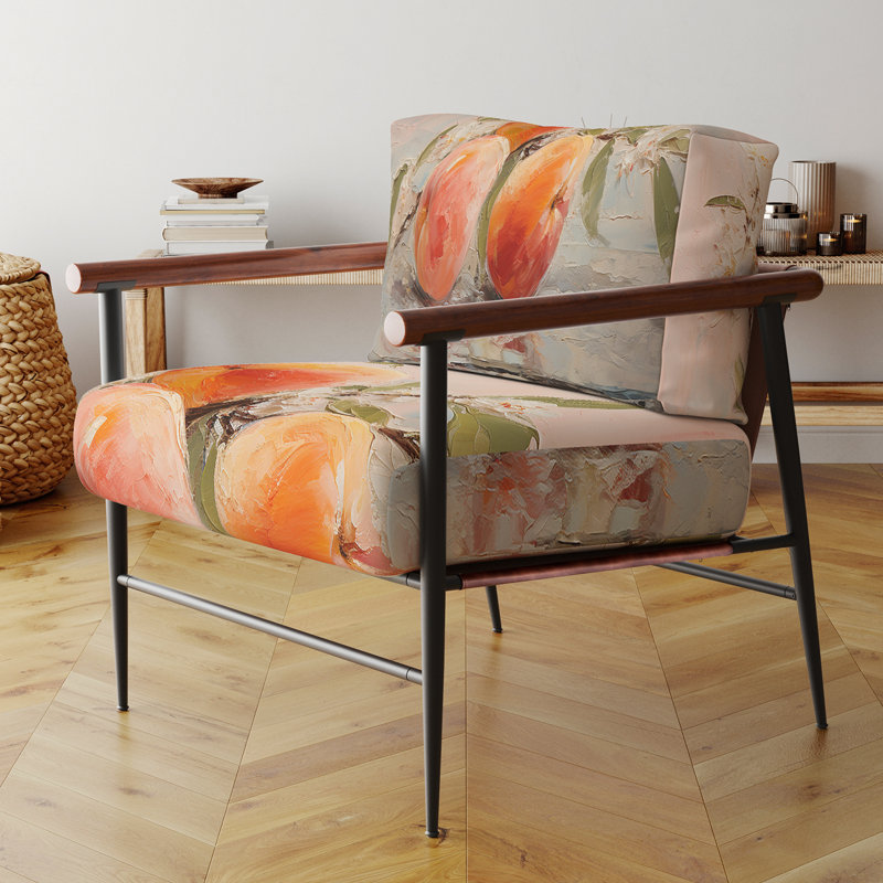 Chaise avec accoudoirs rembourrée Fruit Abstract Peach, Noir