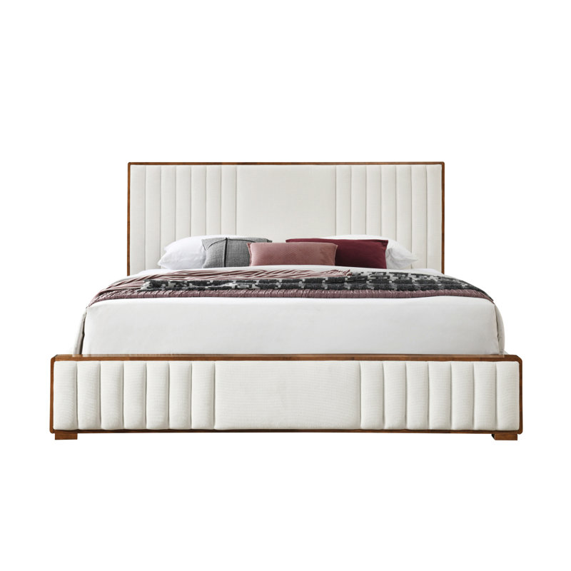 Almaha Upholstered Panel Bed,Platform Bed,Bed Frame, Queen