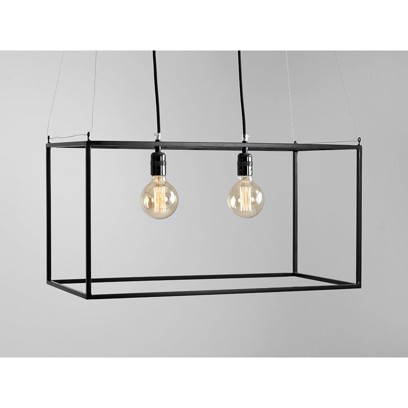 Alvaro 2 - Light White Square/Rectangle Pendant, Black