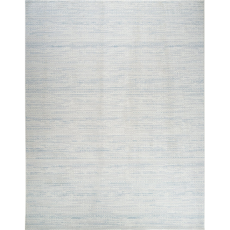 High-Low Preston Rug, Rectangle 8'9" x 11' 10", Blue/Ivory/Gray