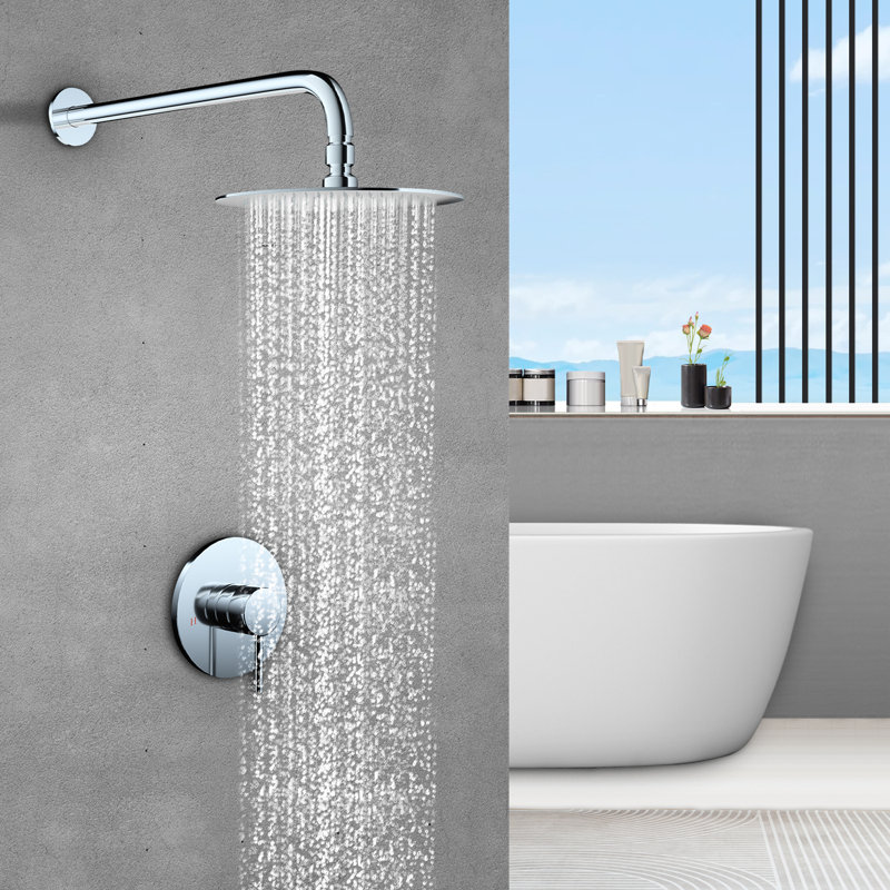 Topcraft Wall-Mounted 12-Inch Rain Shower System, Chrome