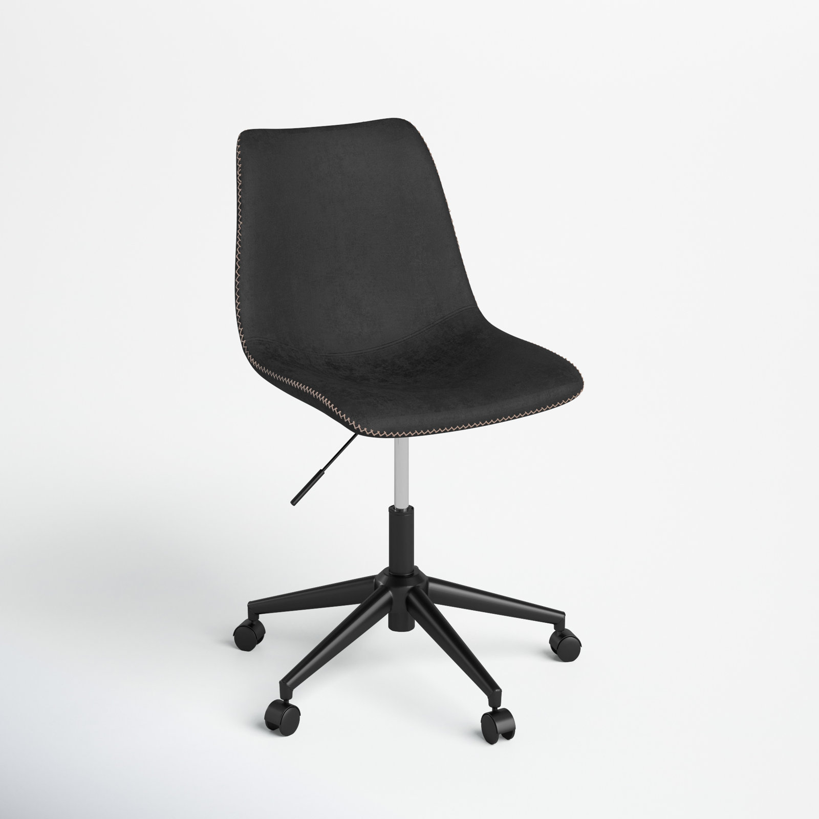 Padme Swivel Office Chair, Black Faux Leather