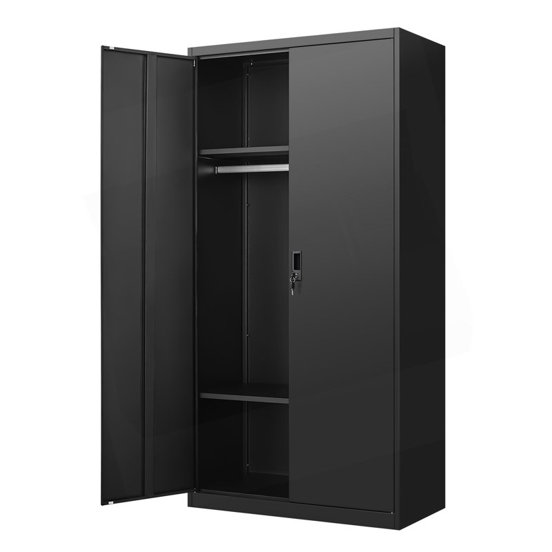 Armoire-penderie en métal, armoire de rangement pour chambre à coucher avec portes